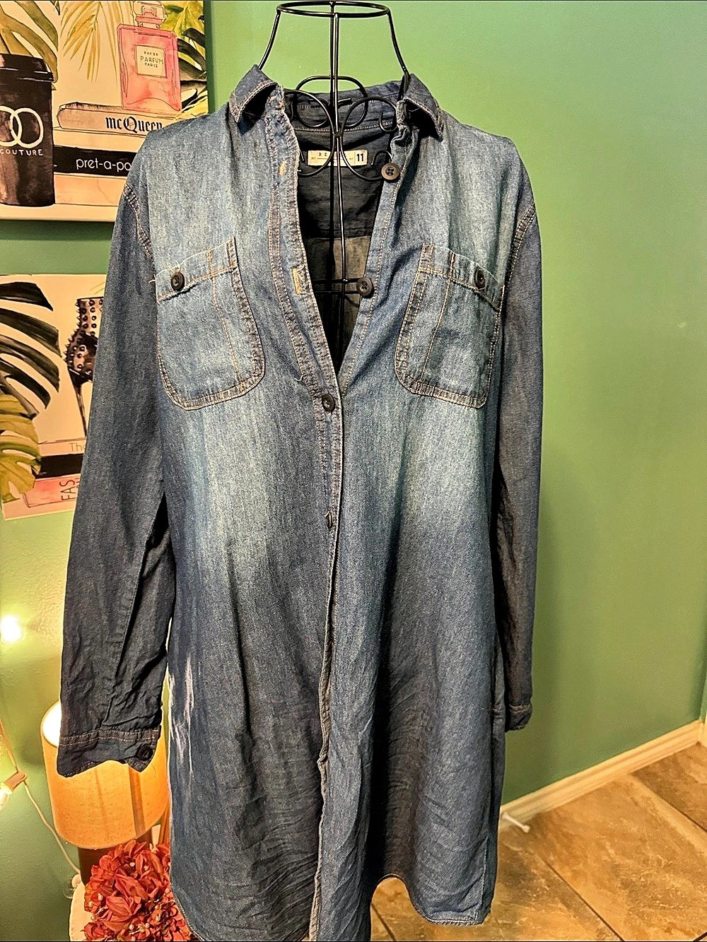 Refill New York Denim Chambray Shirt Dress 100% Cotton Size 11